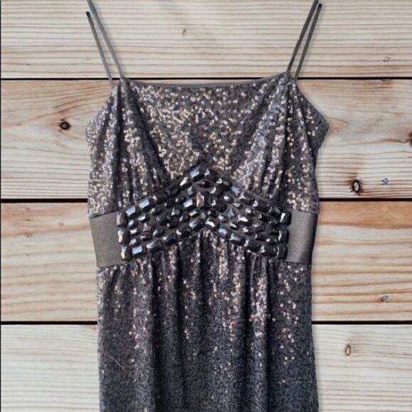 Jessica McClintock Sequin Bubble Mini Dress Black Small - Picture 8 of 10